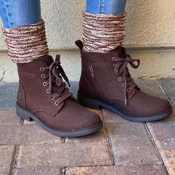 Texas Brown Knit Sweater Hood Combat Moto Boots - Picture 4 of 12